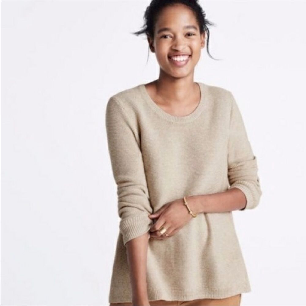 MADEWELL | Riverside Textured Sweater Oatmeal Tan Curved Hem Women’s Size Medium